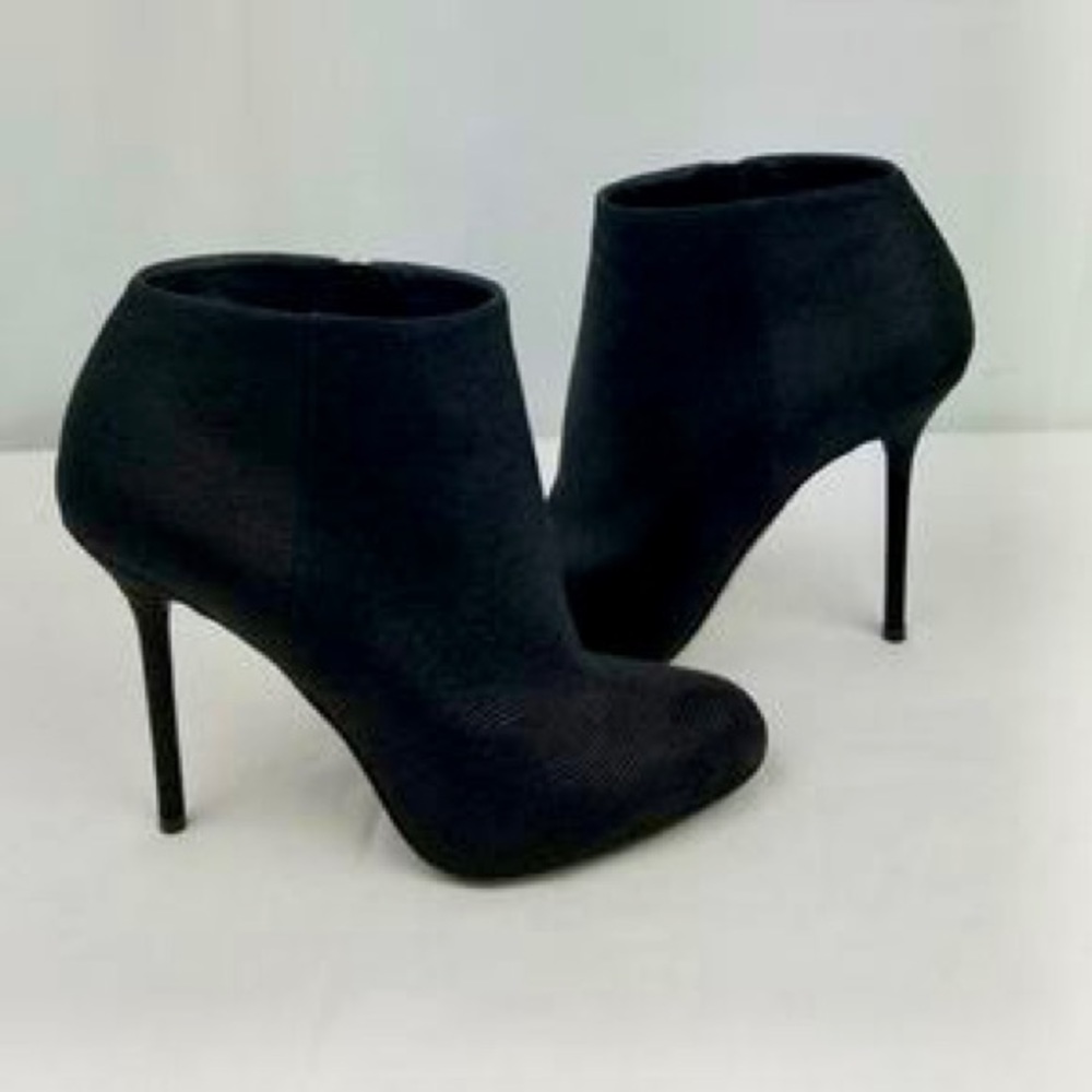 Sergio Rossi Black Suede Hidden Platform Ankle Boot sz 37.5